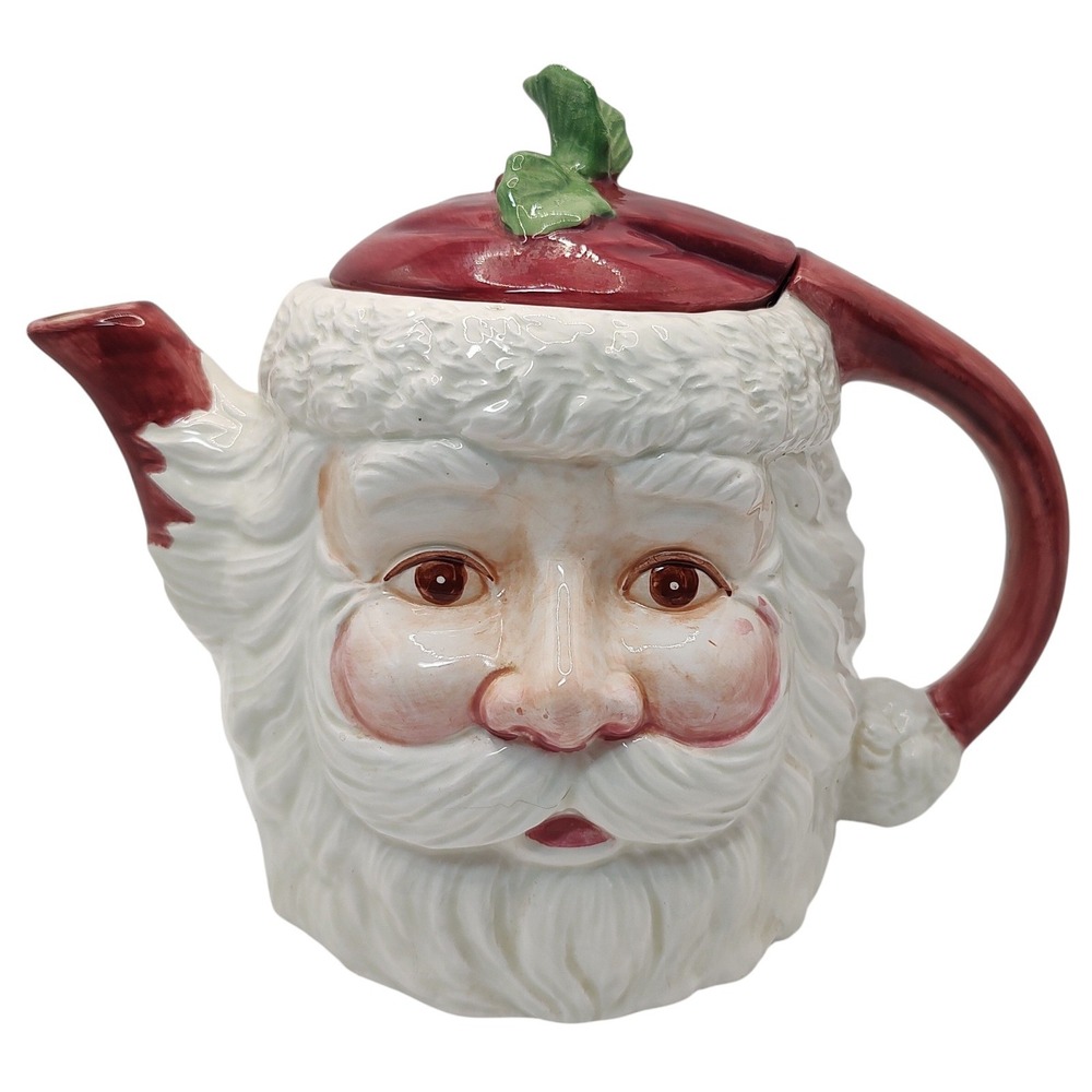 Vintage Brinns Musical Santa Teapot‎ Santa Face Christmas Carols 1980s Works